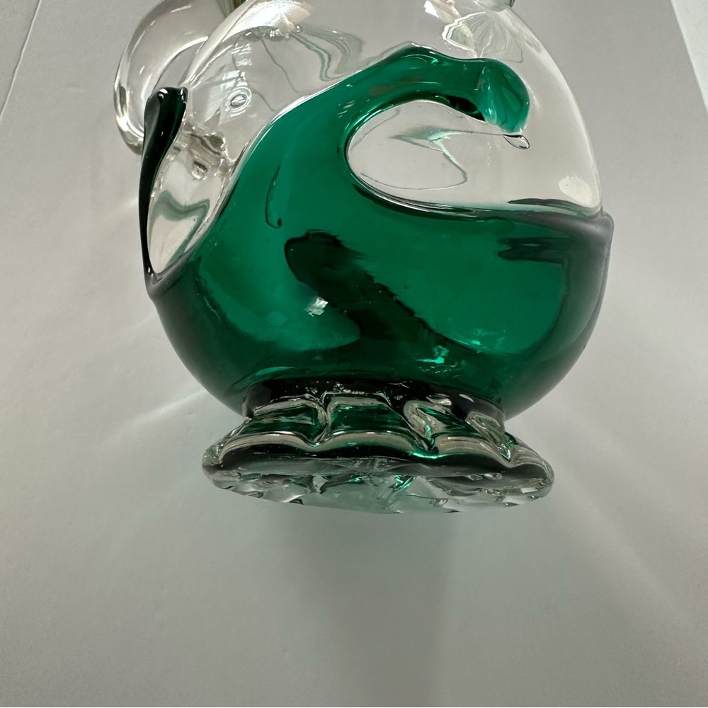 Green Art Glass Optic Ruffled Pitcher Vase 1973 - Picture 6 of 11